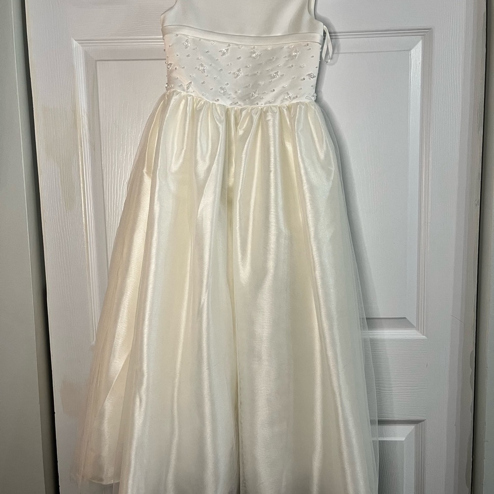 Little Maiden Ivory Communion Dress Girls 7 Floor Length Flower Girl Formal